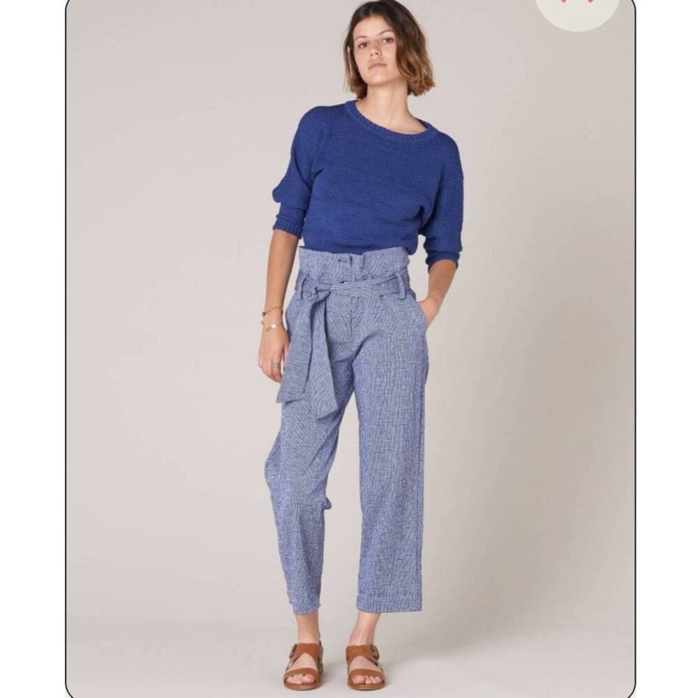 Sessun | NWOT Tomo Noura Striped Seersucker Ankle Pants Blue White Size 38 US M